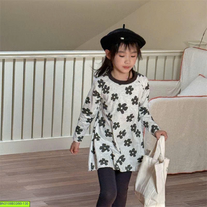 ÁO THUN DÁNG DÀI HỌA TIẾT HOA ADBABY