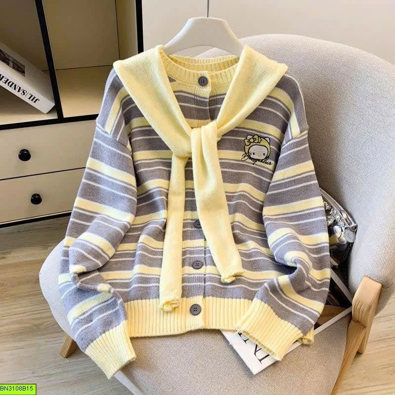 ÁO LEN CARDIGAN KÈM KHĂN