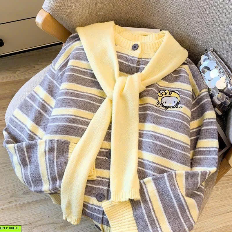 ÁO LEN CARDIGAN KÈM KHĂN