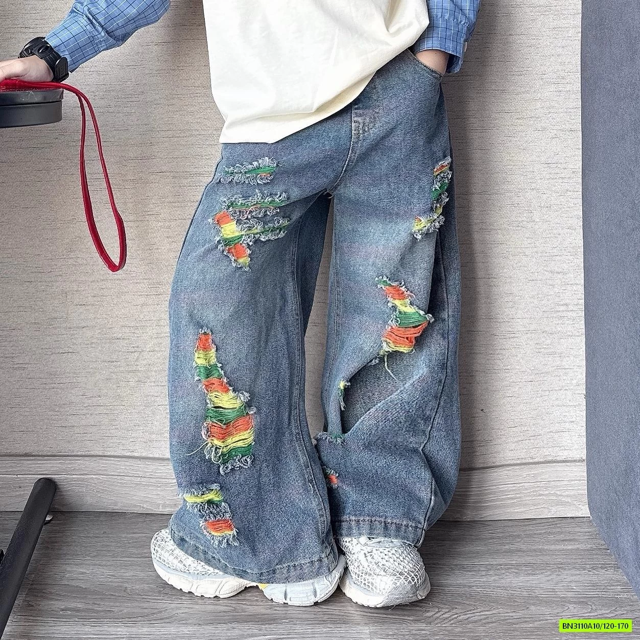 ÁO THUN GIẢ 2 LỚP MIX JEANS RÁCH PHỐI MÀU