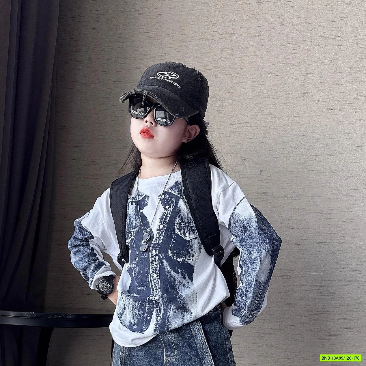 ÁO THUN IN HÌNH MIX JEANS SUÔNG GÂN TRƯỚC