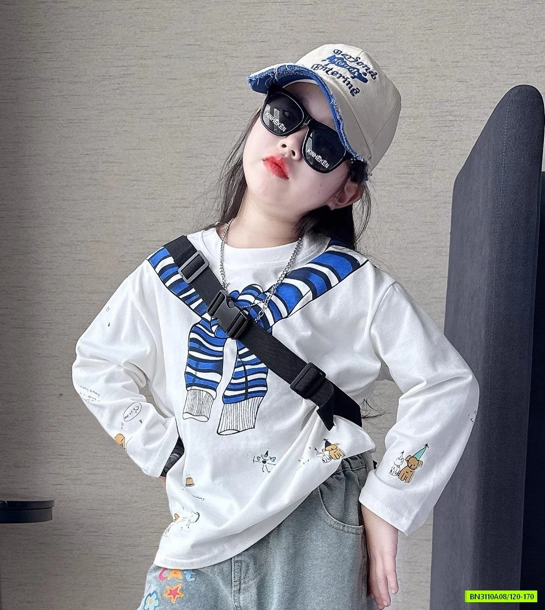 ÁO GIẢ KHĂN CHOÀNG MIX JEANS THÊU