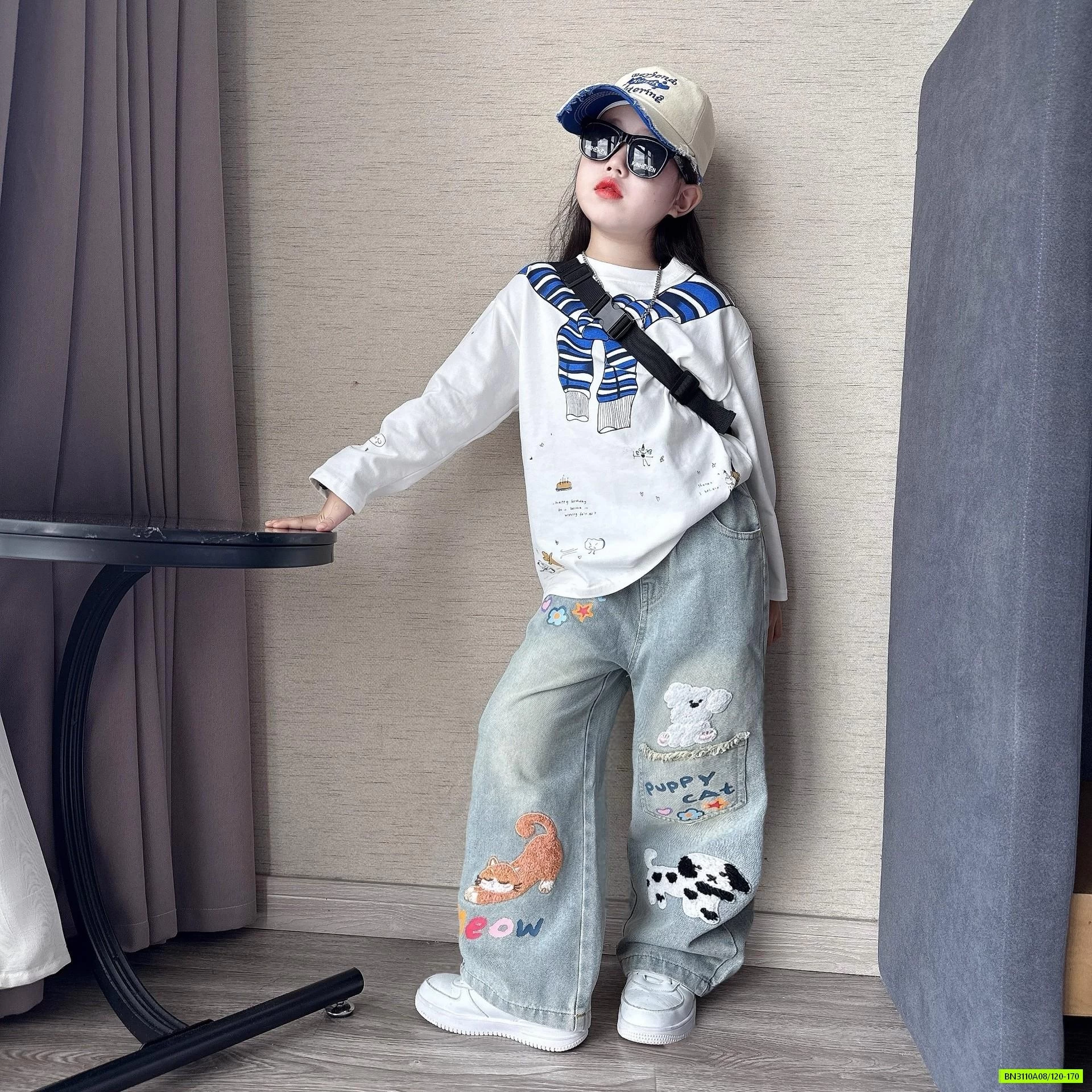 ÁO GIẢ KHĂN CHOÀNG MIX JEANS THÊU