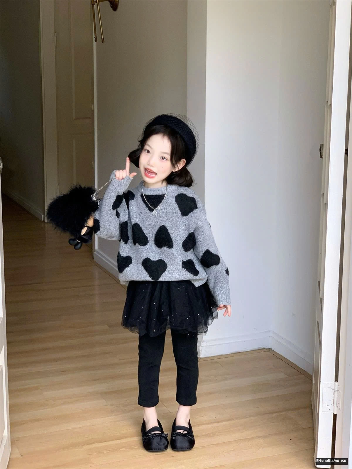 SÉT ÁO LEN TRÁI TIM MIX QUẦN LEG TUTU