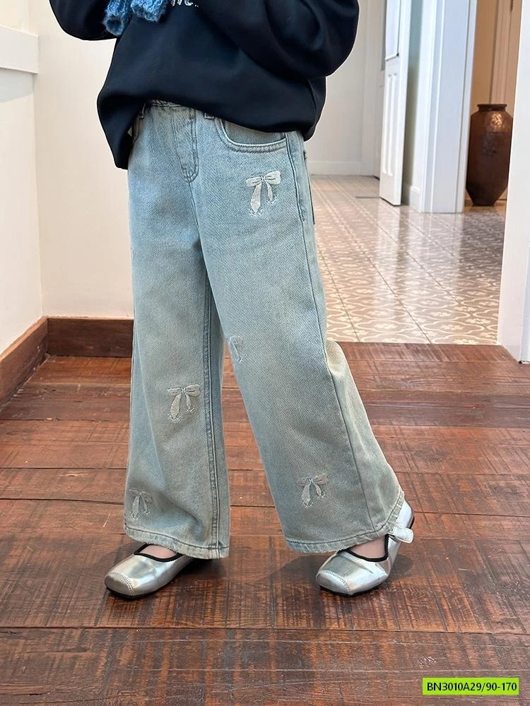 JEANS SUÔNG THÊU NƠ 25F044 AMBB