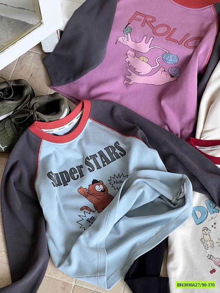 ÁO NỈ PHỐI MÀU TAY 25G062 AMBB