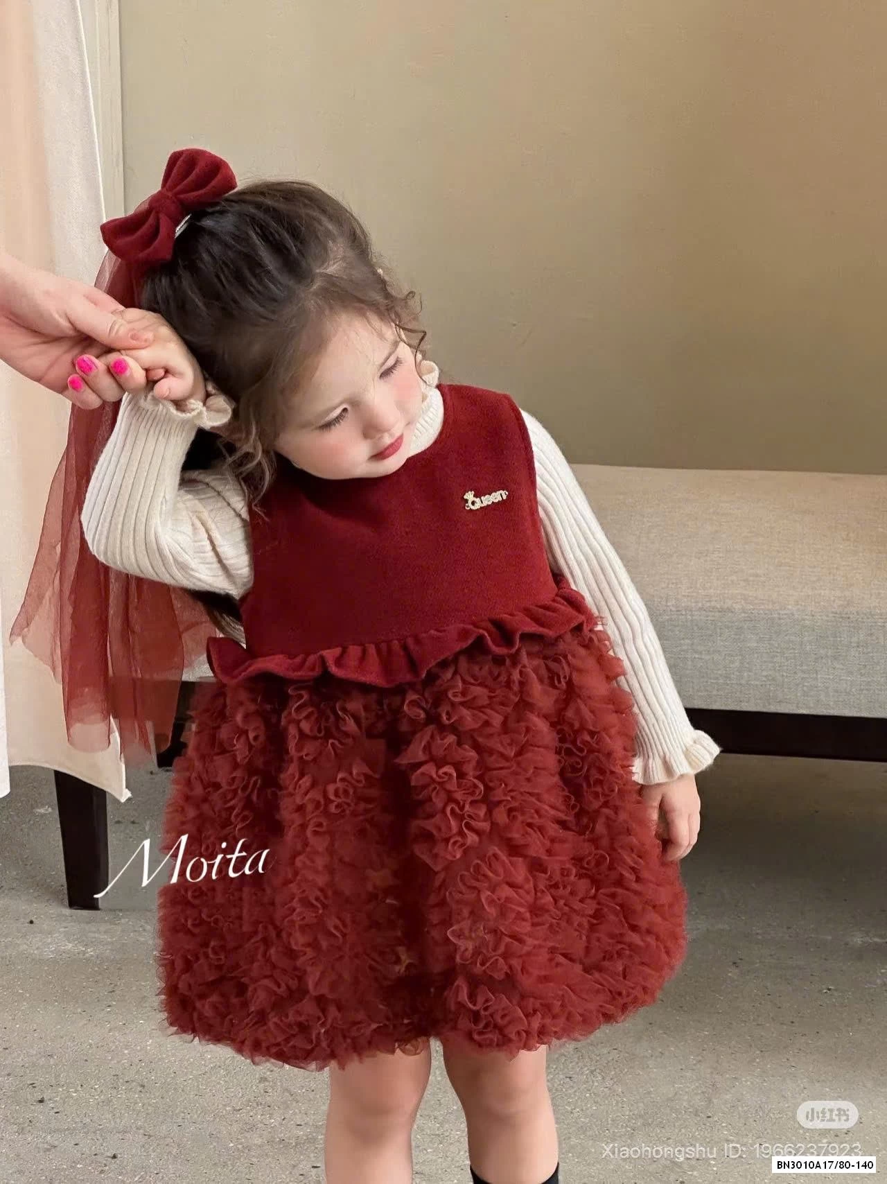 SÉT VÁY ĐỎ KÈM NƠ CÀI VOAN CHERRYOCO