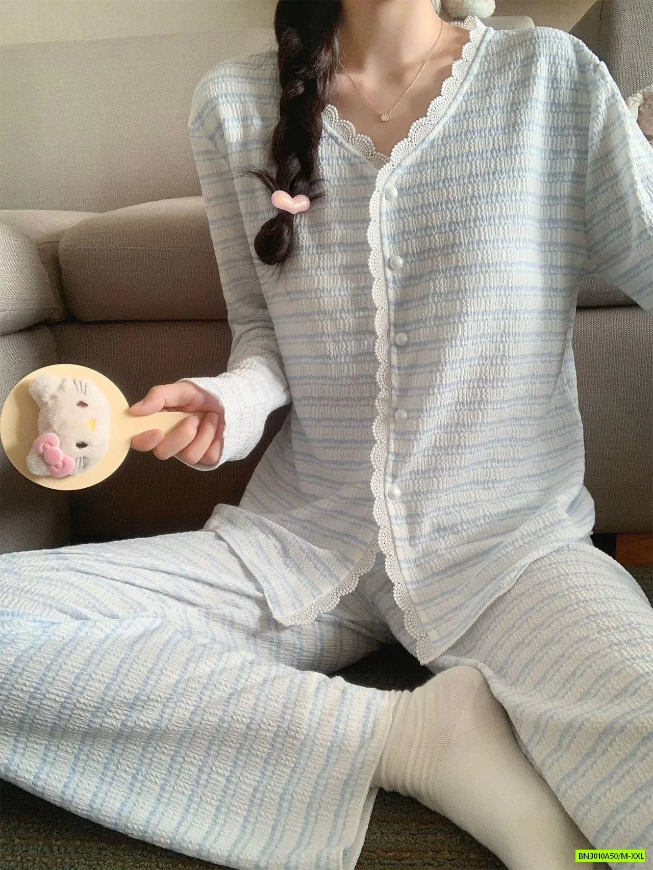 PIZAMA XỐP NHĂN DÀI TAY MÙA THU