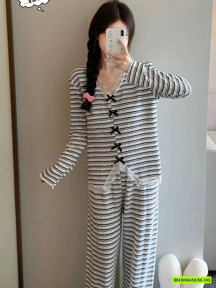 PIZAMA XỐP NHĂN DÀI TAY MÙA THU