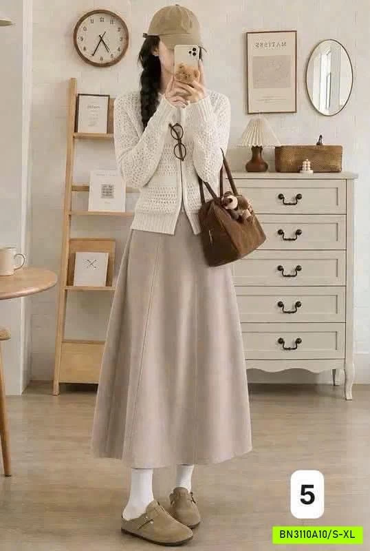 VÁY MIDI LEN DÁNG DÀI