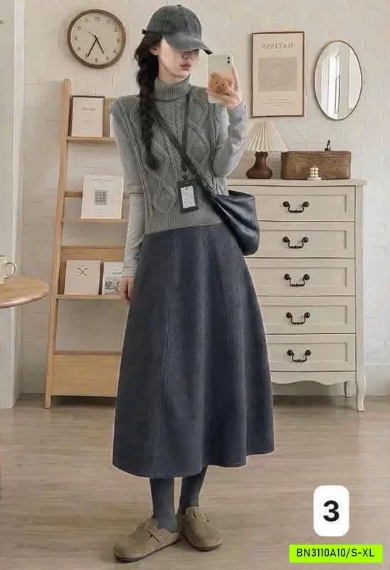 VÁY MIDI LEN DÁNG DÀI