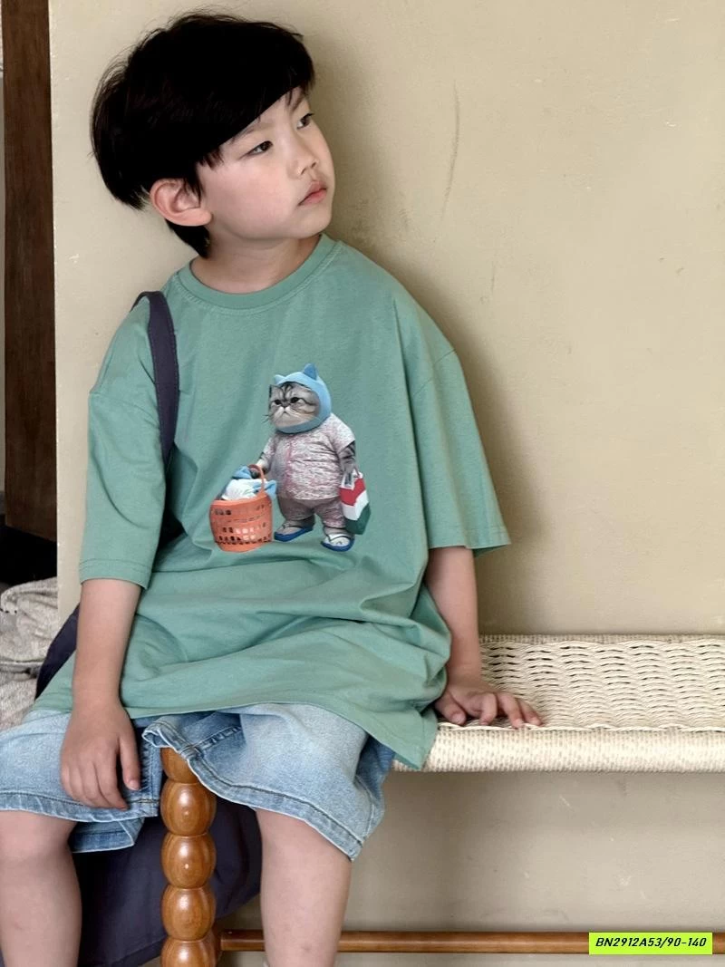 ÁO THUN XANH MÈO Ú