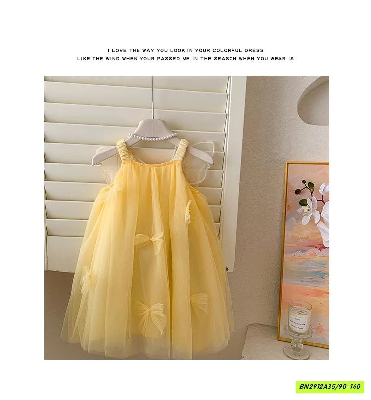 ĐẦM VOAN VÀNG 2 DÂY CÁNH BƯỚM BLUETOWN