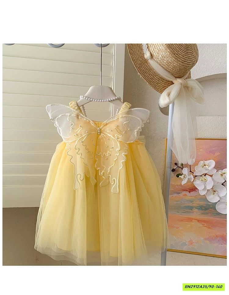 ĐẦM VOAN VÀNG 2 DÂY CÁNH BƯỚM BLUETOWN