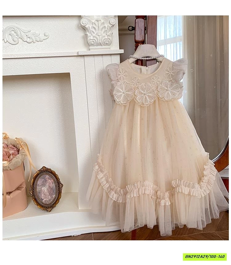 ĐẦM VOAN GẮN HOA 3D BLUETOWN