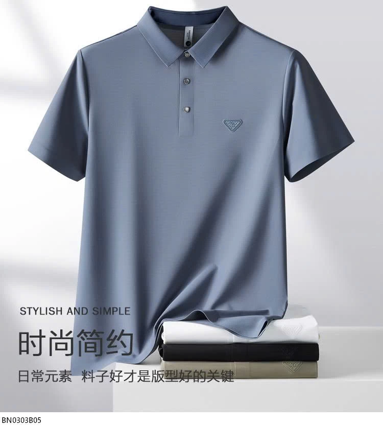 ÁO POLO NAM TRƠN MÀU LOGO TAM GIÁC YD