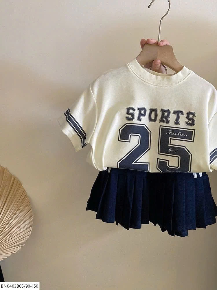 SÉT CHÂN VÁY XẾP LÝ MIX ÁO THUN SỐ 25