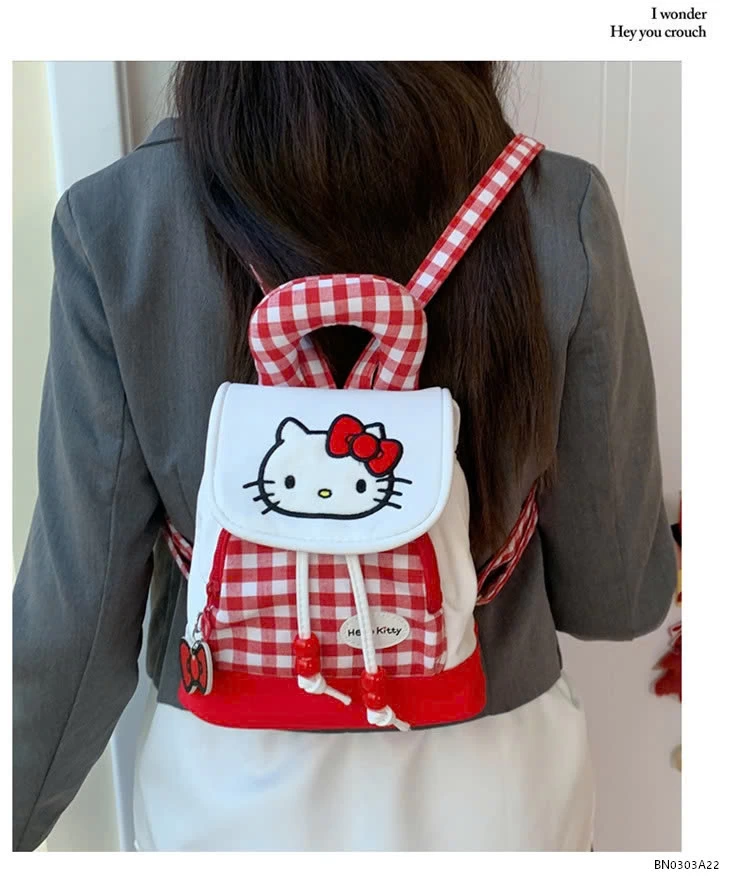 BALO KITTY CARO ĐỎ