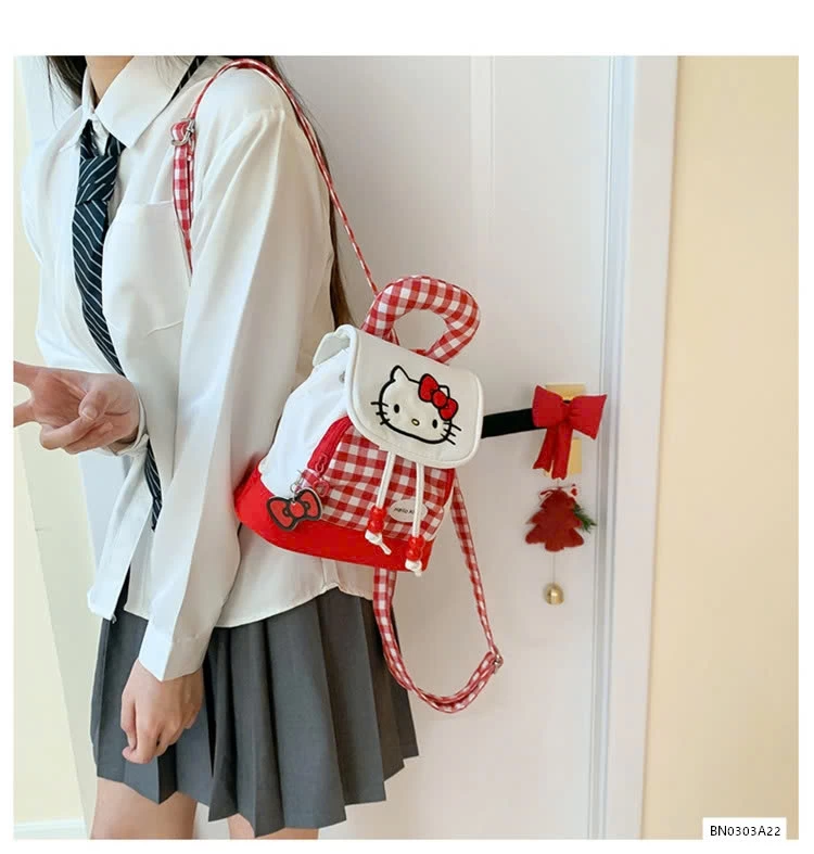 BALO KITTY CARO ĐỎ