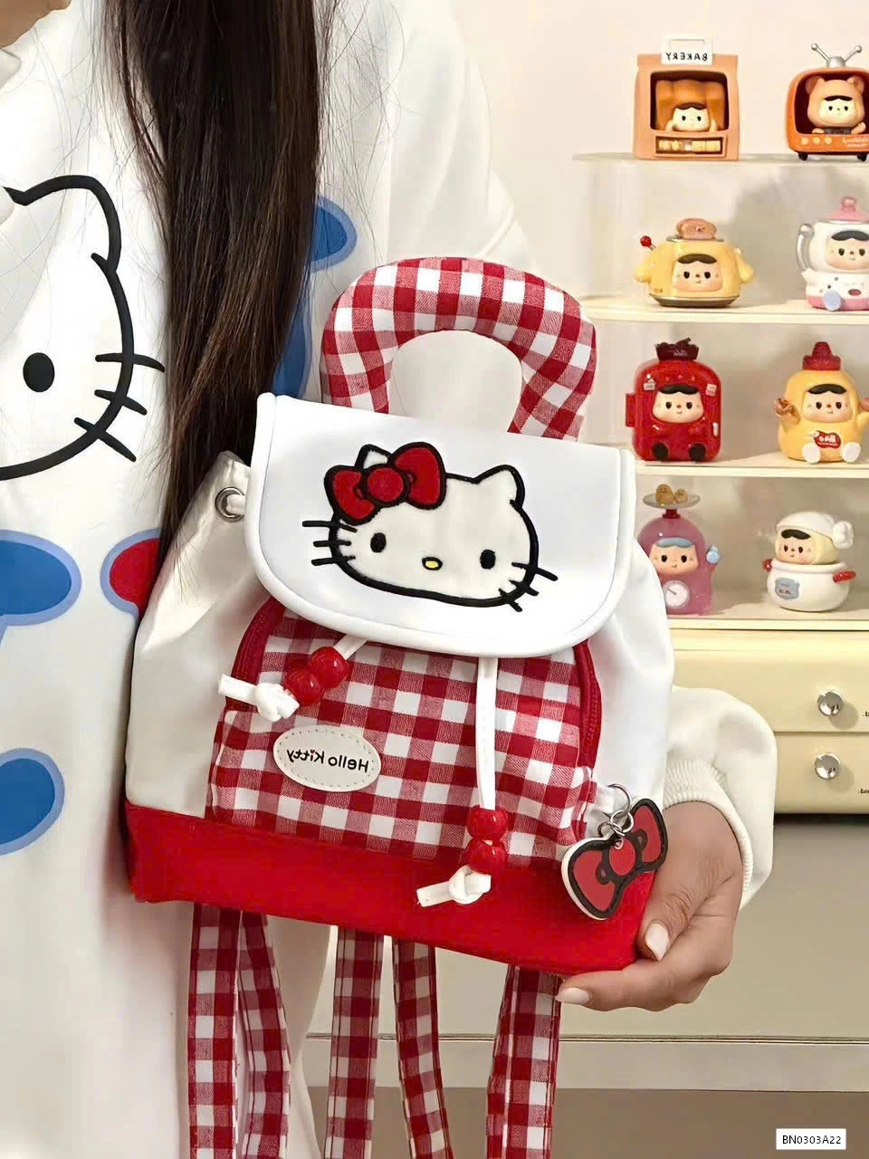 BALO KITTY CARO ĐỎ