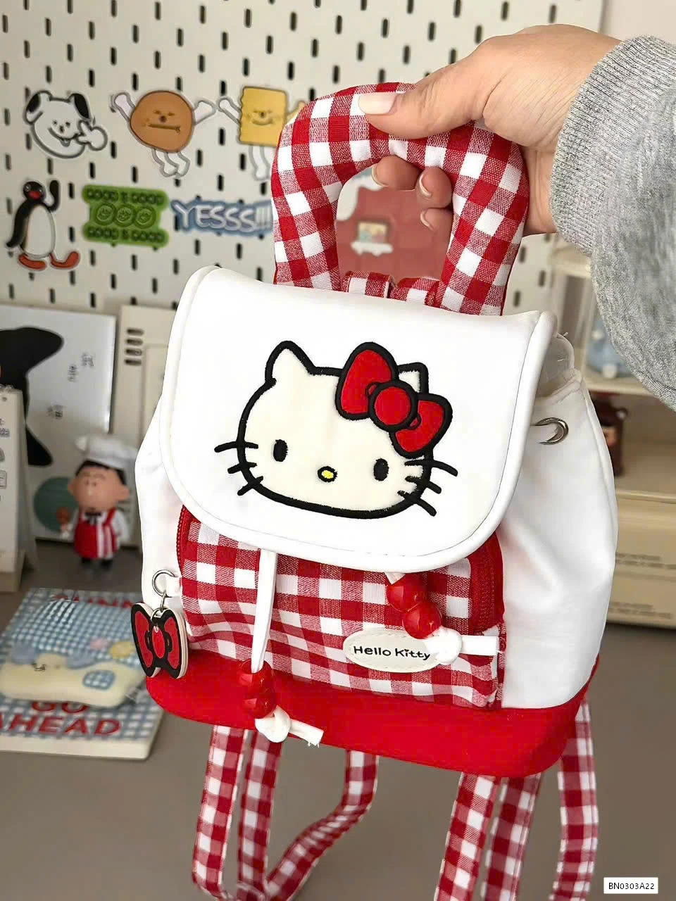 BALO KITTY CARO ĐỎ