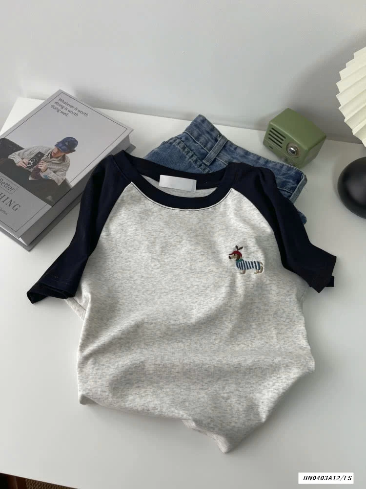 ÁO THÊU CÚN PHỐI MÀU TAY