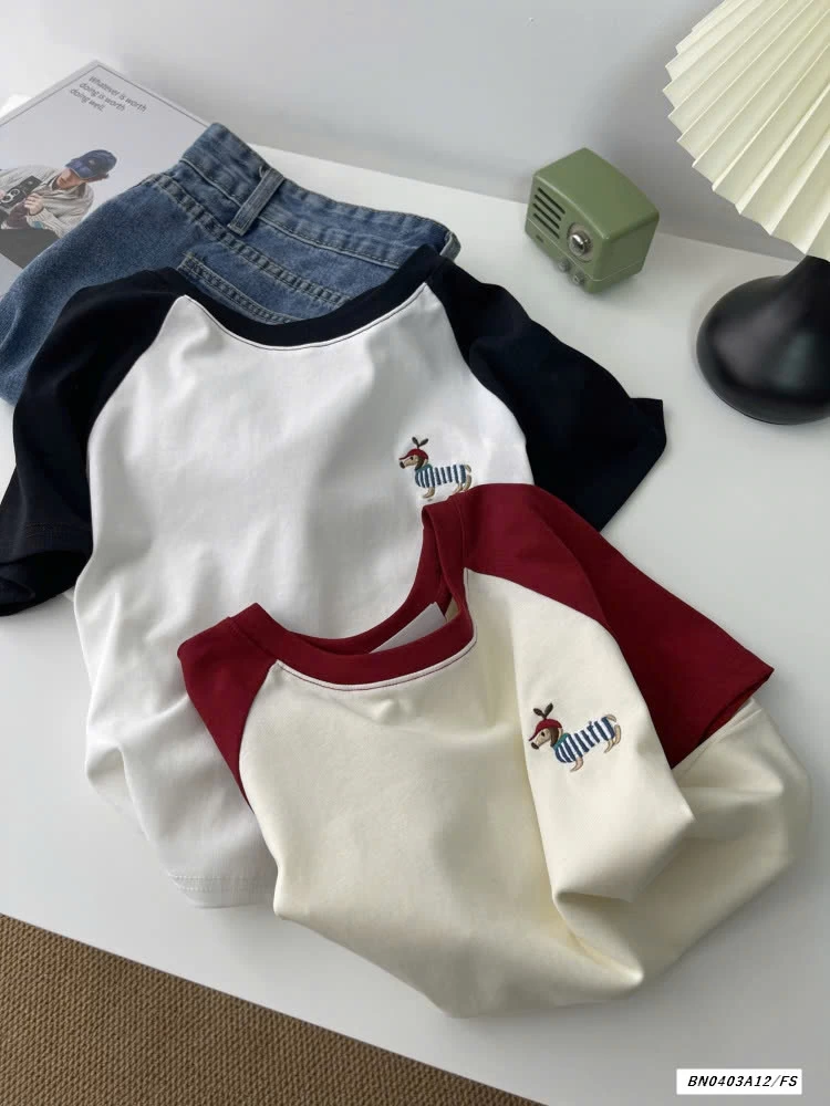 ÁO THÊU CÚN PHỐI MÀU TAY