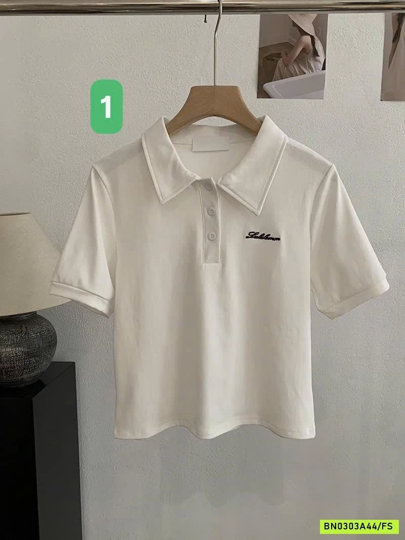 ÁO POLO THÊU CHỮ CROPTOP