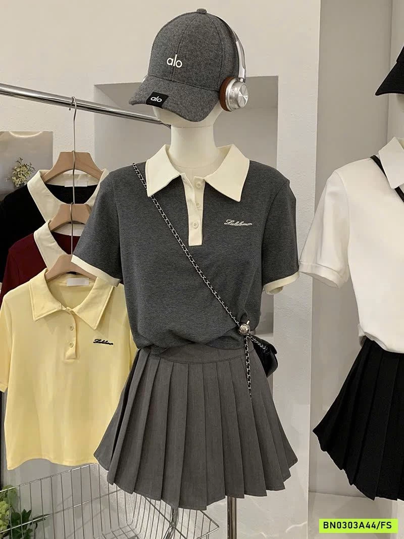 ÁO POLO THÊU CHỮ CROPTOP