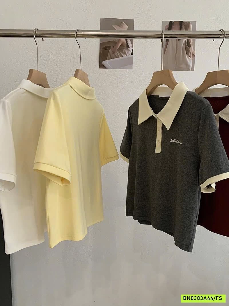 ÁO POLO THÊU CHỮ CROPTOP