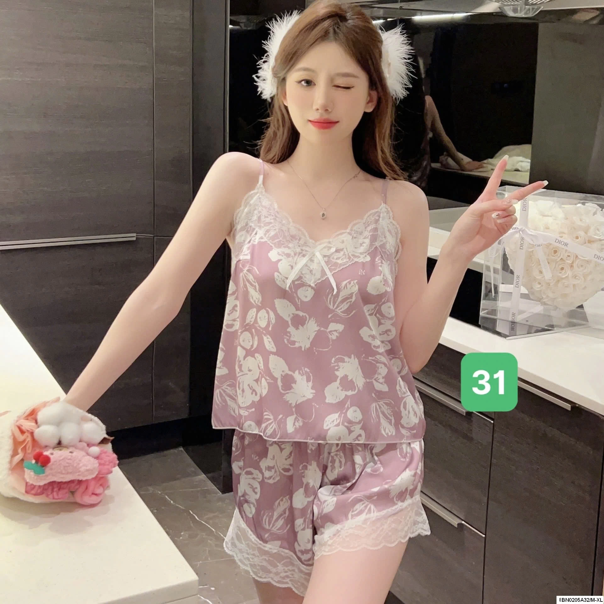 BỘ NGỦ LỤA 2 DÂY VIỀN REN