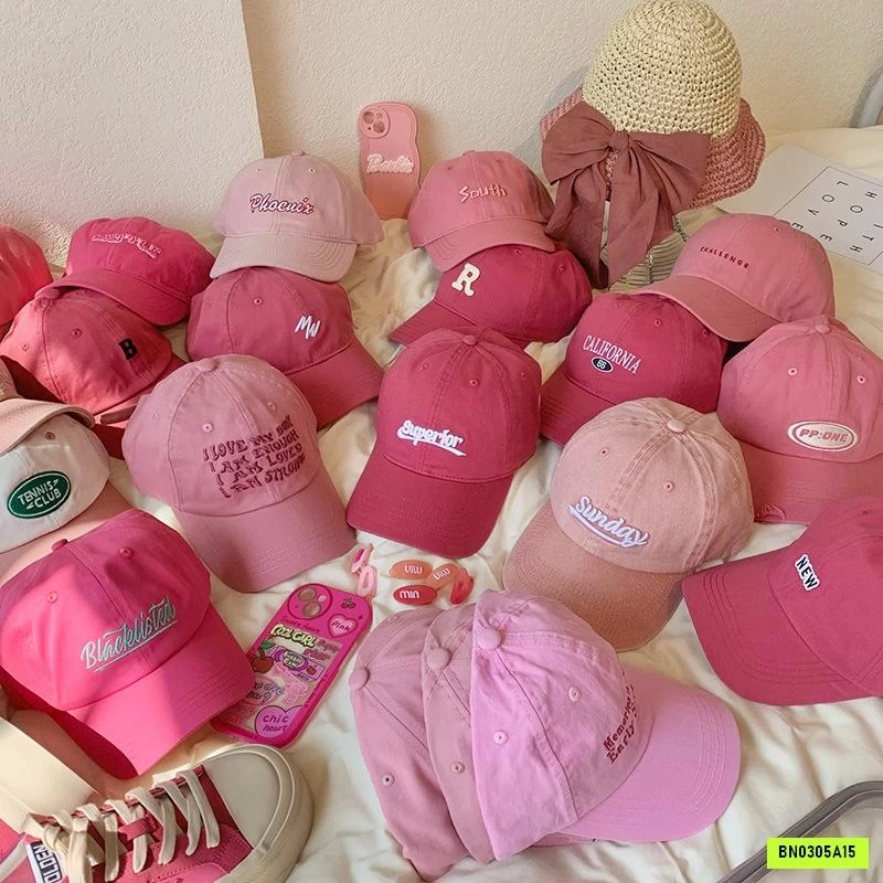 MŨ KẾT HỒNG THÊU CHỮ