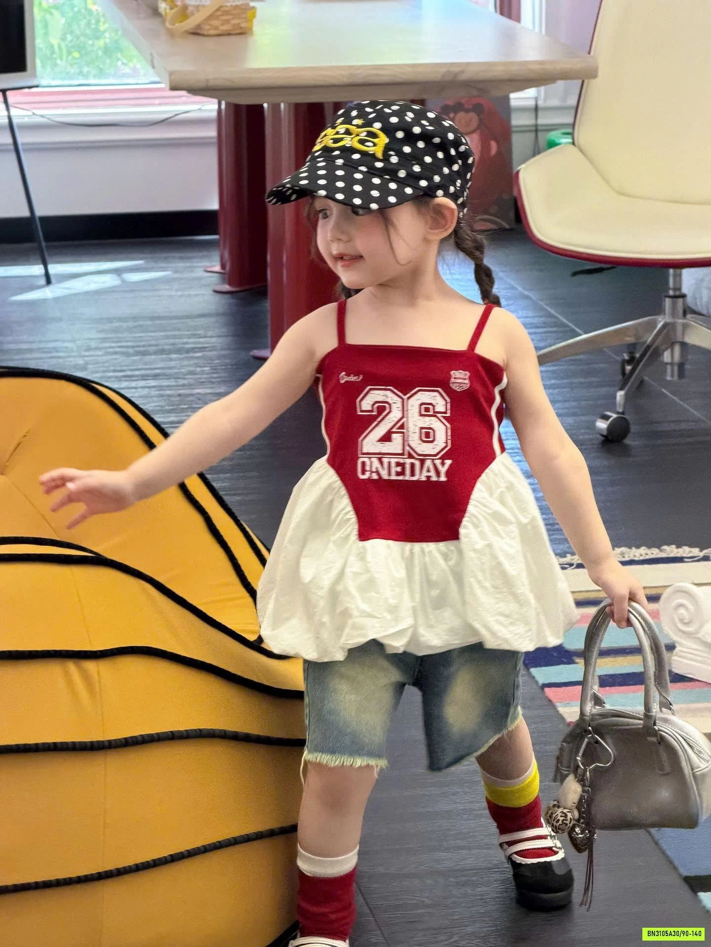 SET ÁO 2 DÂY ĐỎ MIX SHORT JEAN BG