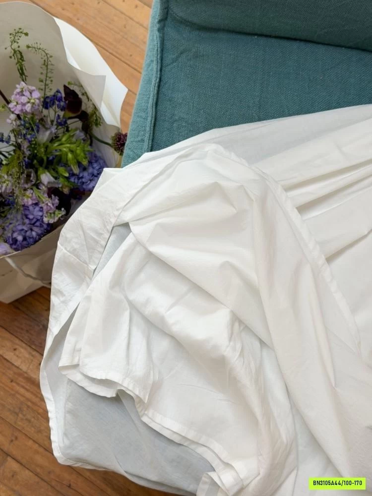 ĐẦM COTTON PHỐI CHÂN VOAN TRẮNG 26C010 AMBB