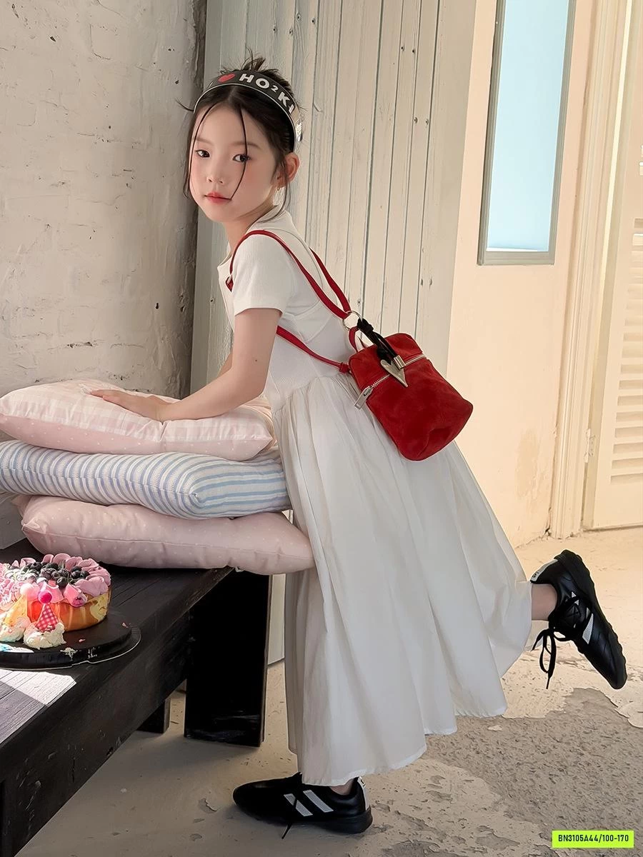 ĐẦM COTTON PHỐI CHÂN VOAN TRẮNG 26C010 AMBB