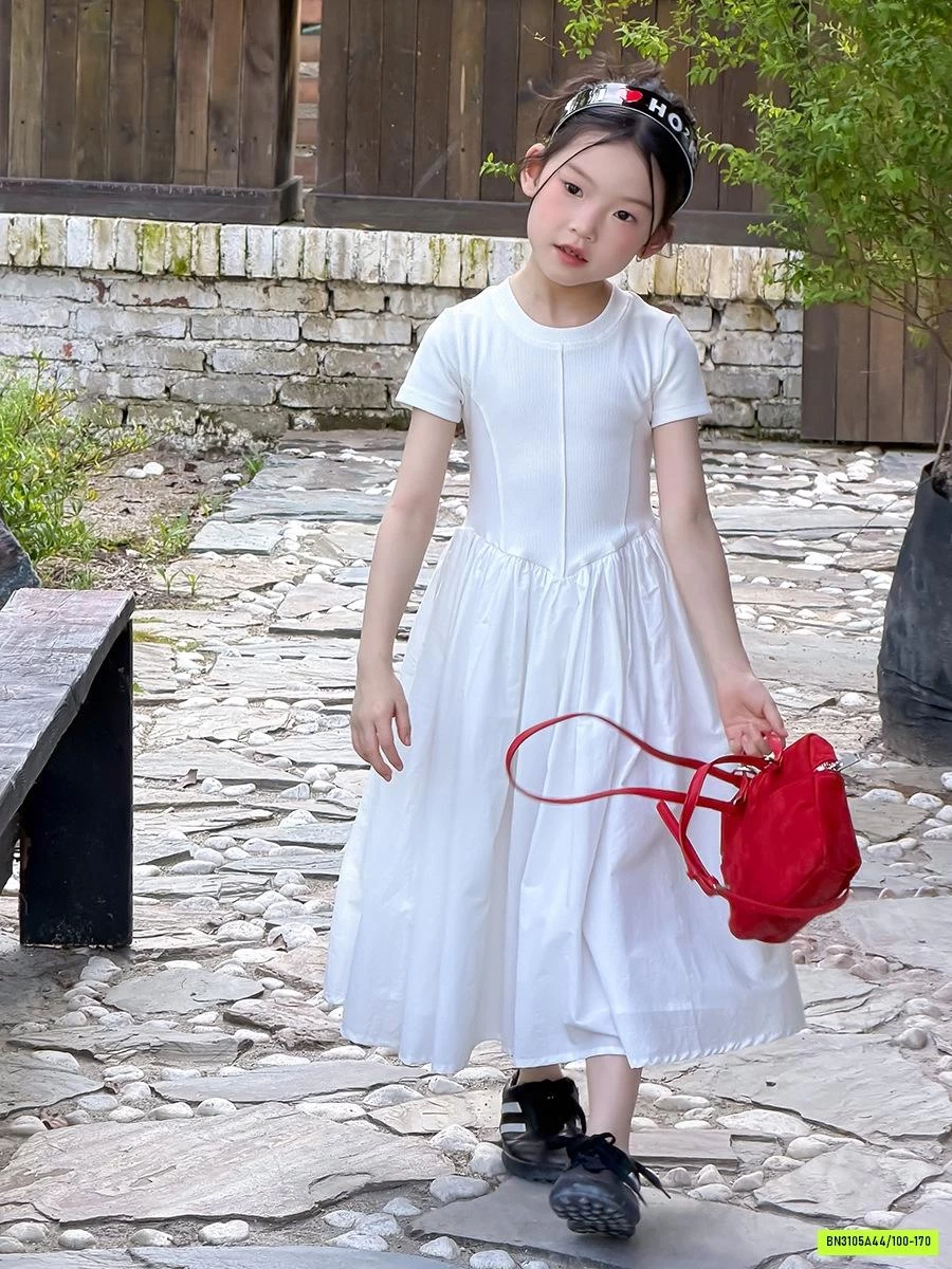ĐẦM COTTON PHỐI CHÂN VOAN TRẮNG 26C010 AMBB