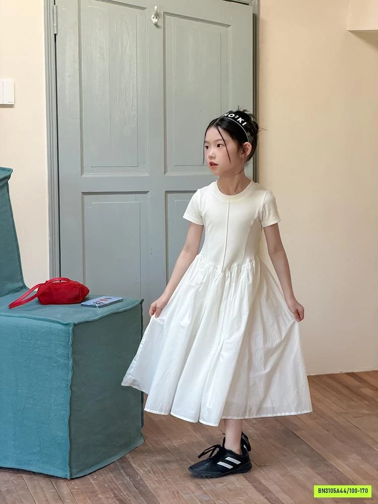 ĐẦM COTTON PHỐI CHÂN VOAN TRẮNG 26C010 AMBB