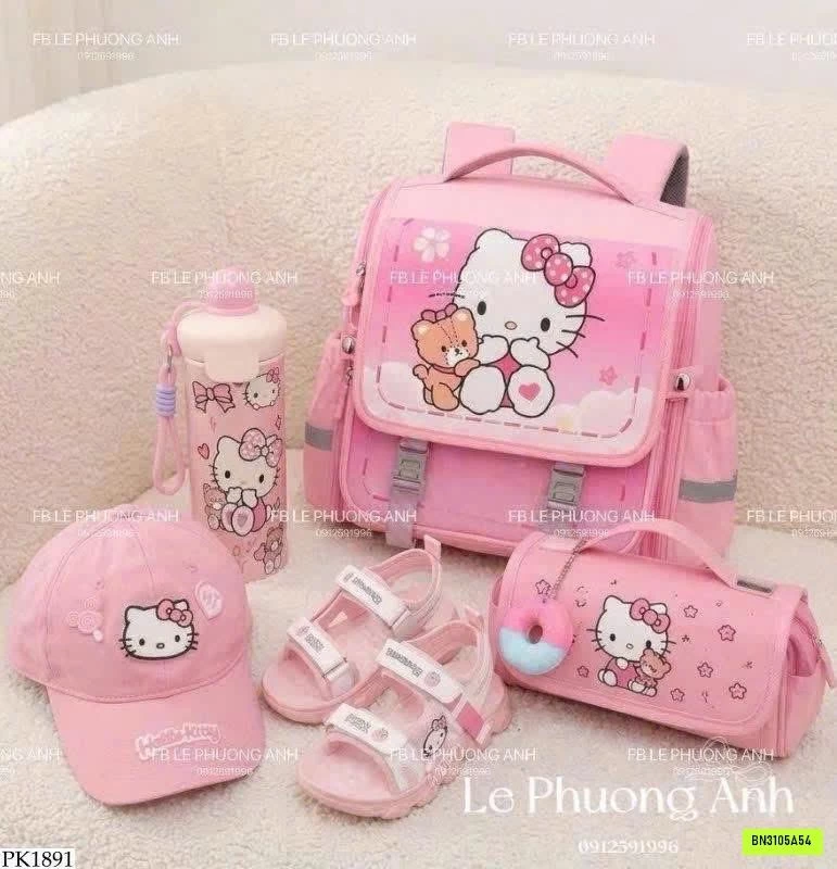 COMBO BALO KITTY HỒNG BÉ GÁI