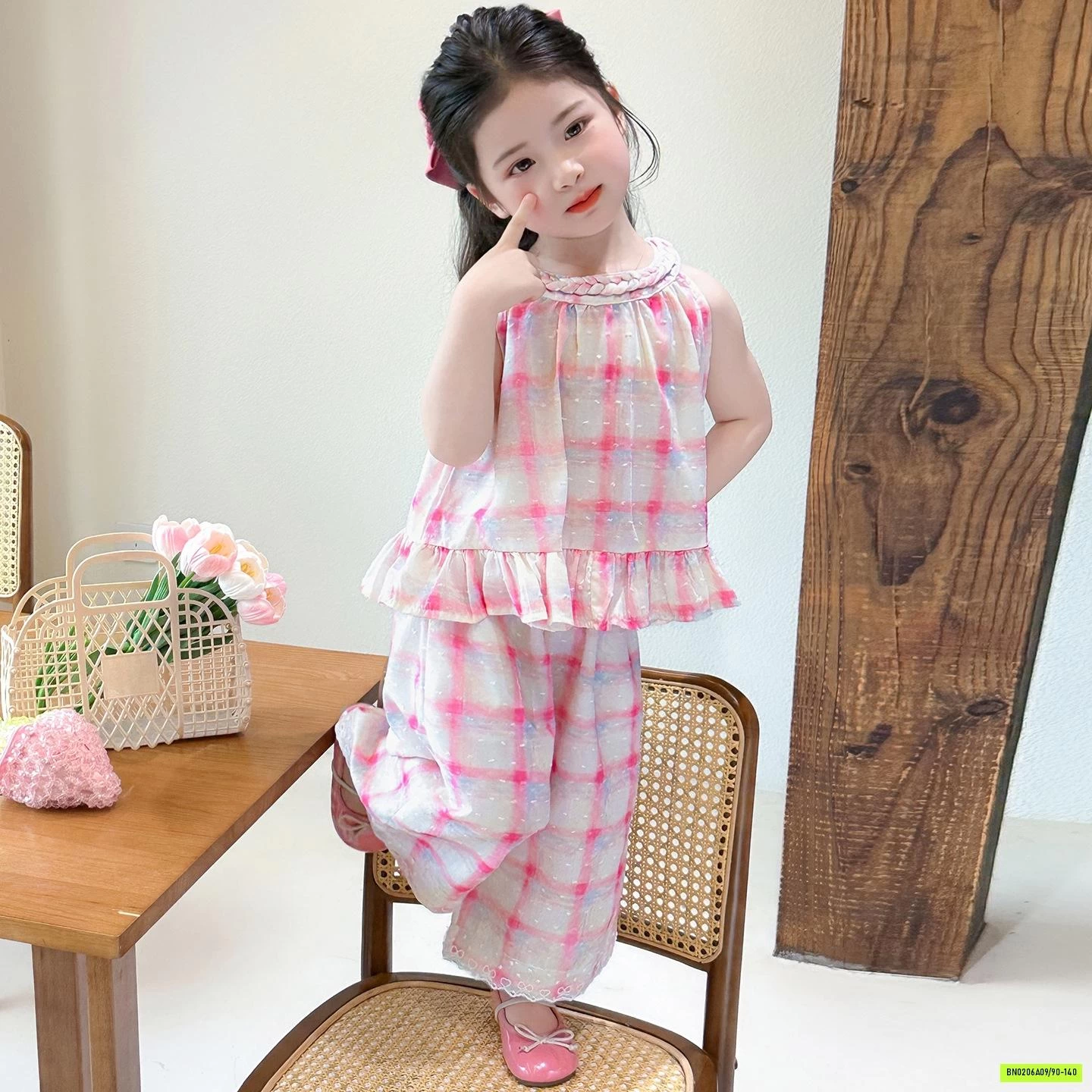 SÉT CARO HỒNG QUẦN SUÔNG BÉ GÁI