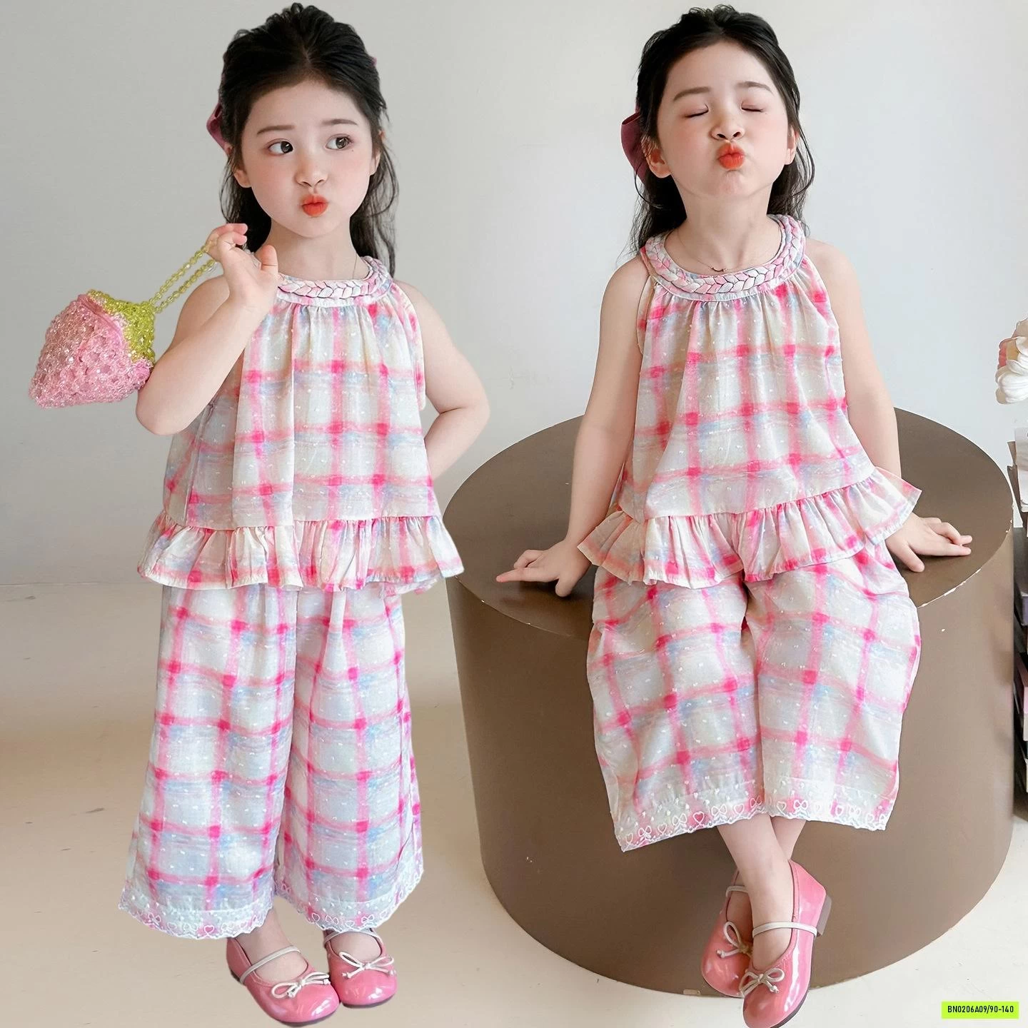 SÉT CARO HỒNG QUẦN SUÔNG BÉ GÁI