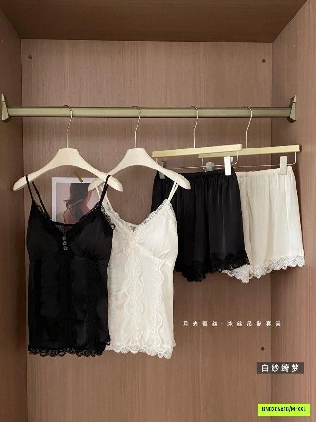BỘ NGỦ LỤA 2 DÂY VIỀN REN