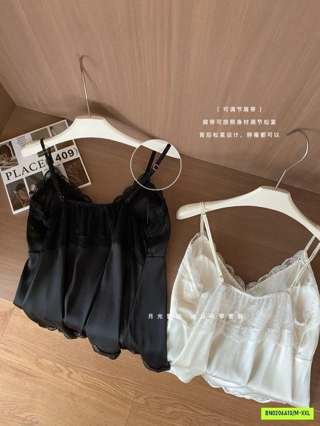 BỘ NGỦ LỤA 2 DÂY VIỀN REN