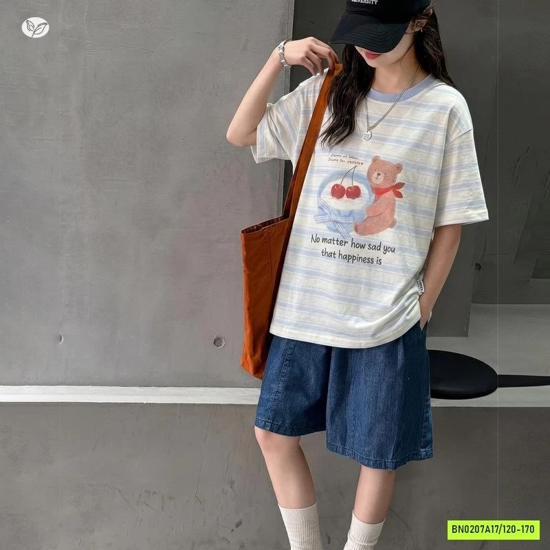 ÁO GẤU KẺ MIX SHORT DENIM SZ ĐẠI