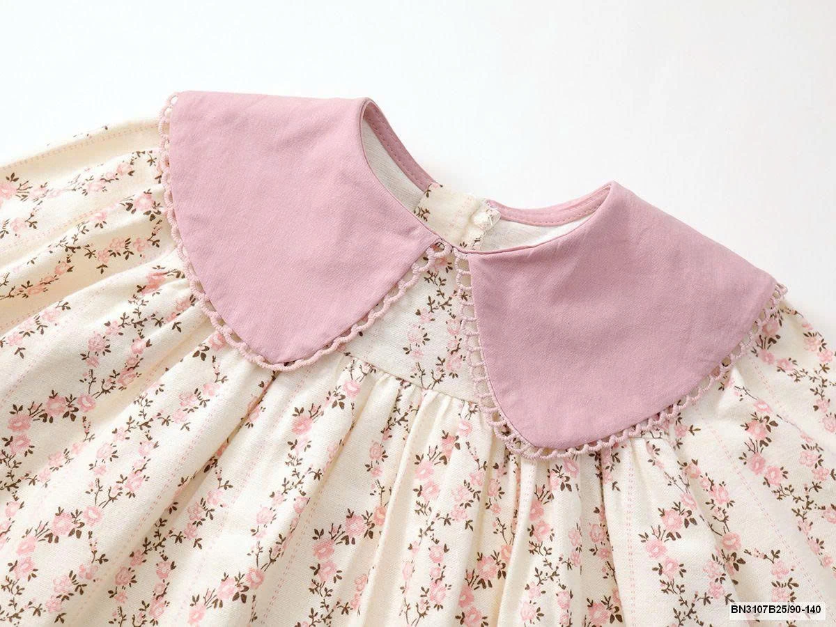 ĐẦM HOA PHỐI MÀU CỔ SEN