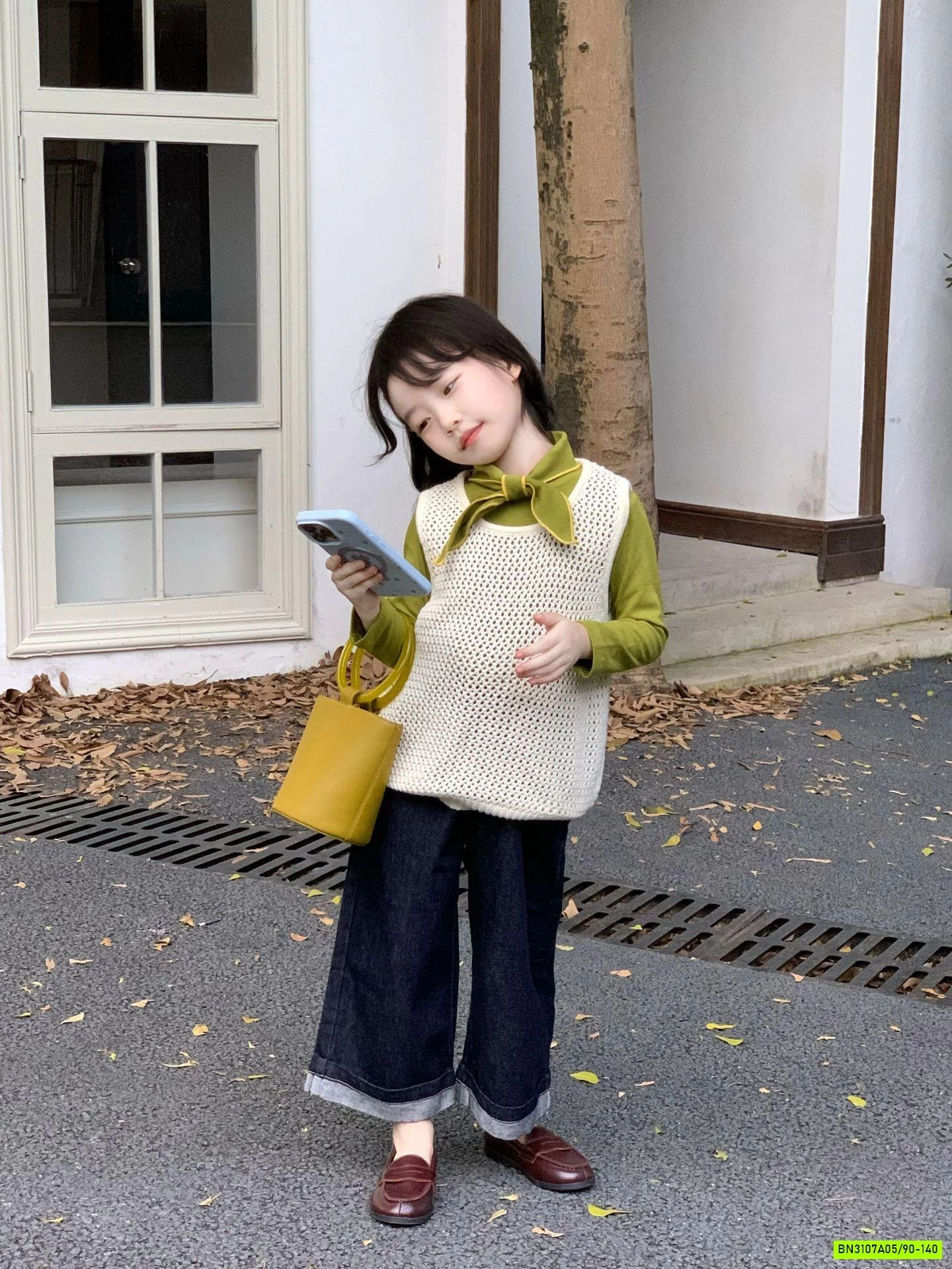 SÉT ÁO NỈ XANH MIX JEANS SUÔNG