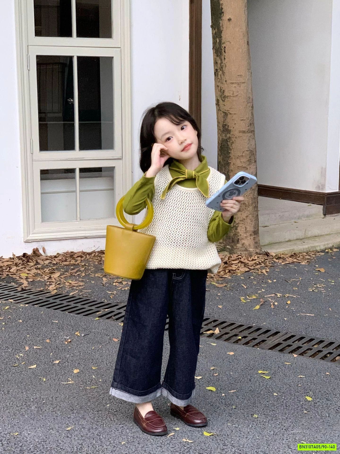 SÉT ÁO NỈ XANH MIX JEANS SUÔNG