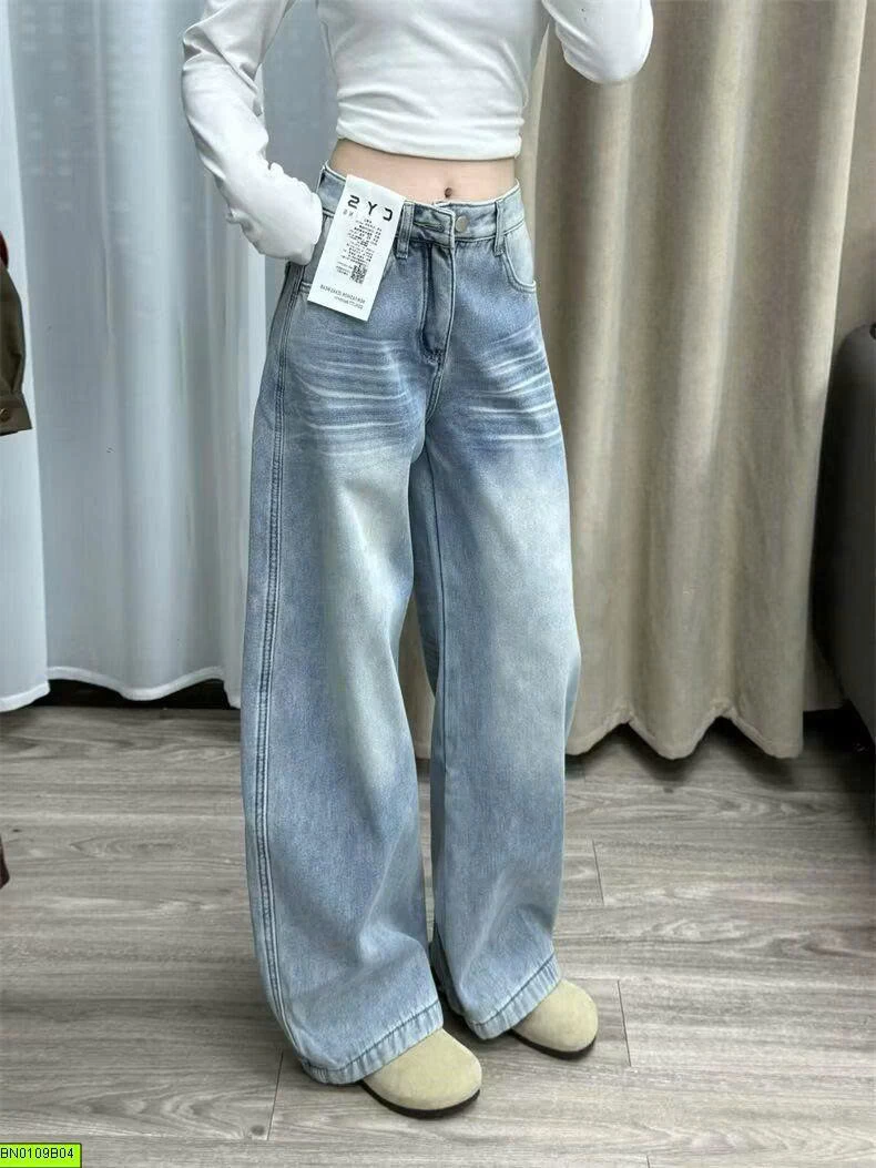 QUẦN JEAN BẠC MÀU ỐNG RỘNG