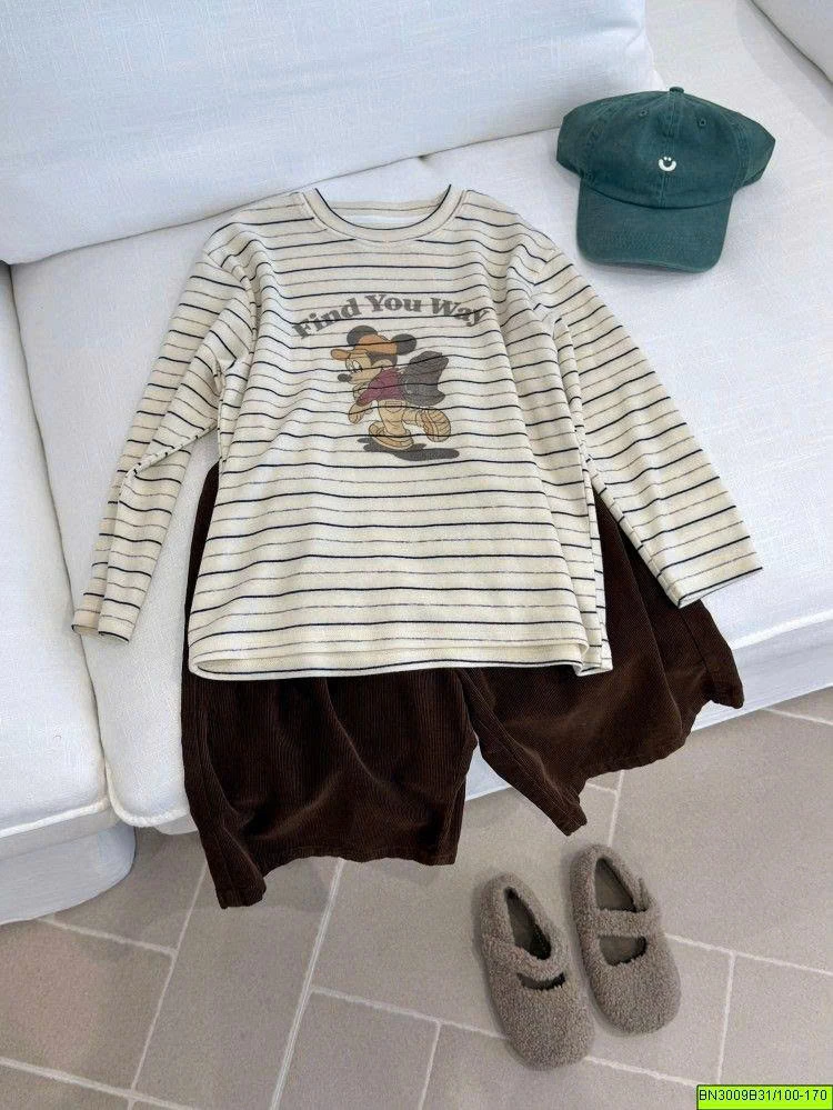 ÁO THUN KẺ NGANG MICKEY AMBB 26F048