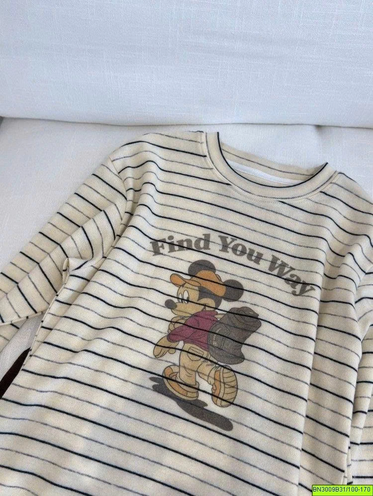 ÁO THUN KẺ NGANG MICKEY AMBB 26F048