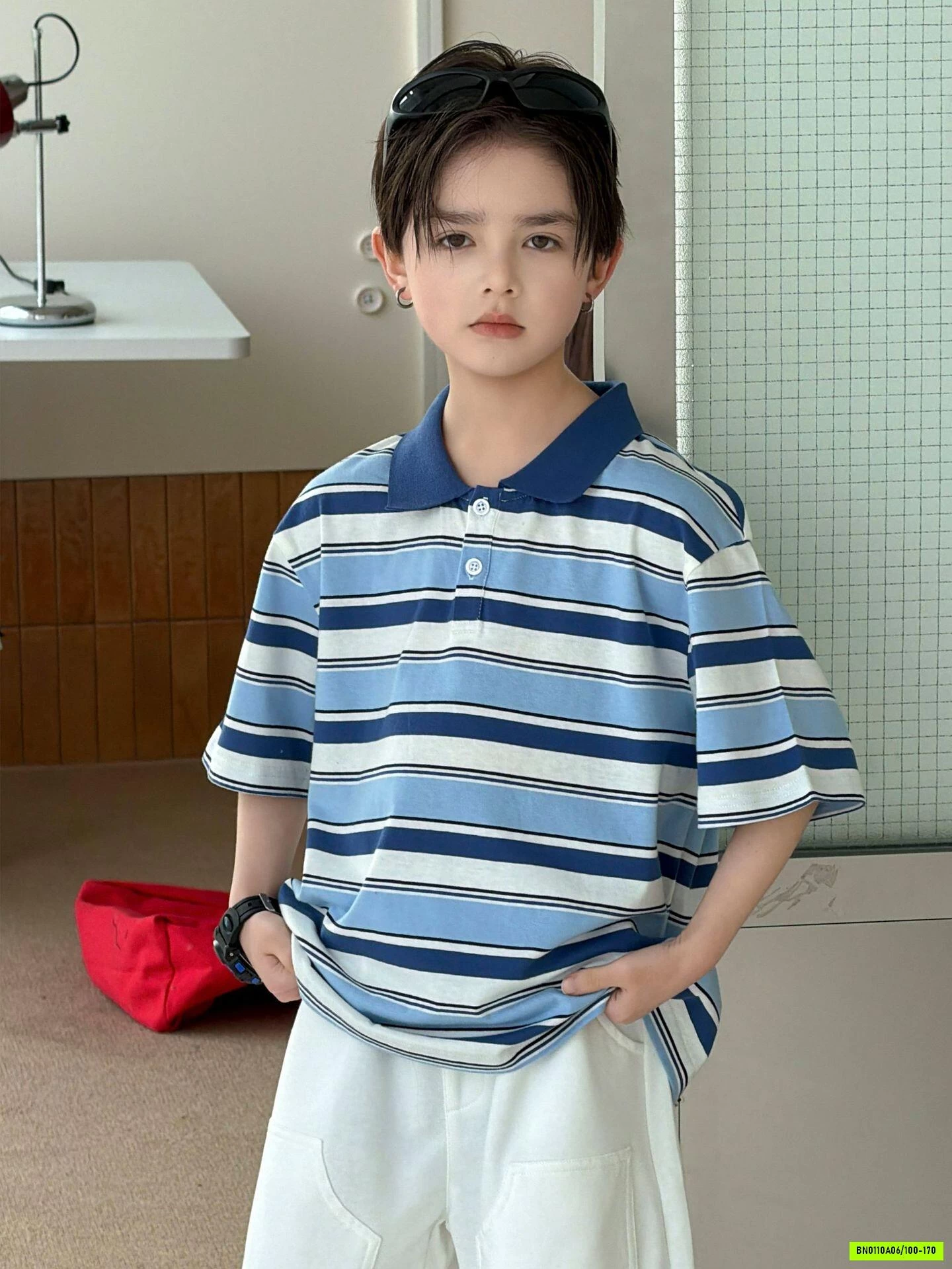 POLO KẺ NGANG XANH